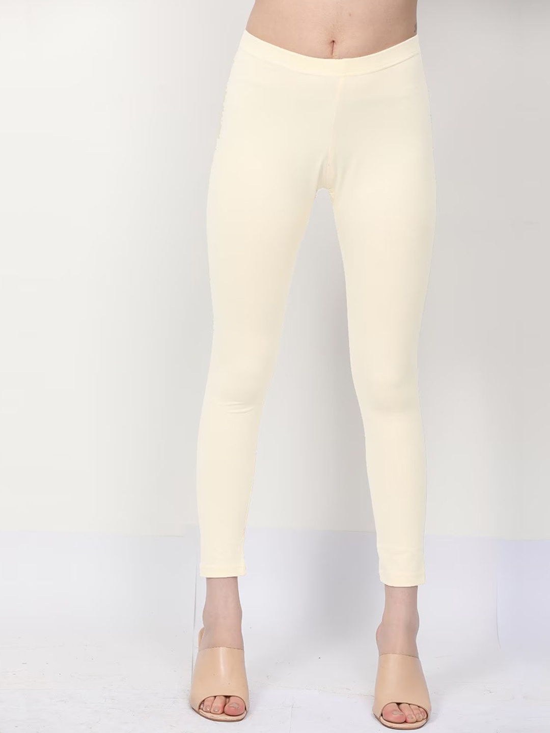 

BLACK SCISSOR High-Rise Ankle Length Leggings, Cream