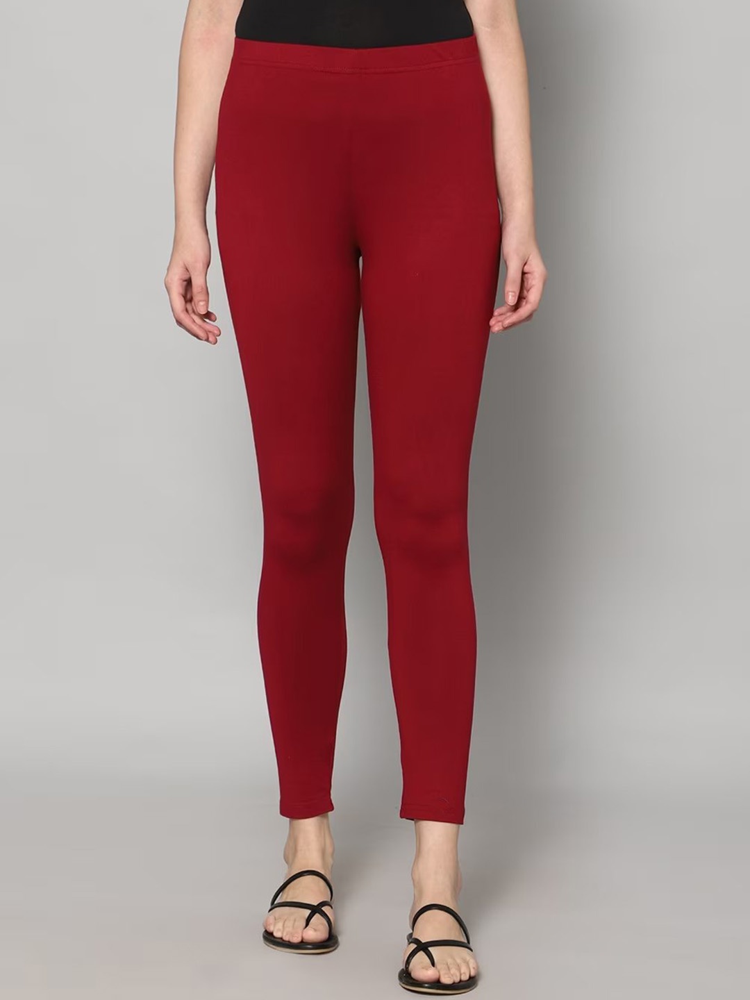 

BLACK SCISSOR High-Rise Ankle Length Leggings, Maroon