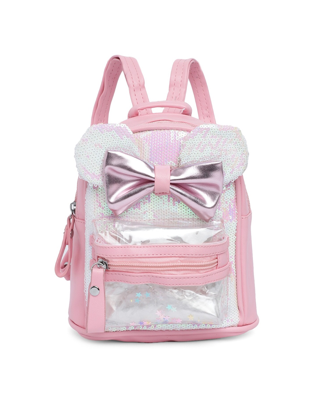 

Kids On Board Girls Sequined Embellished Bow Detail Non-Padded Small Backpack, Pink