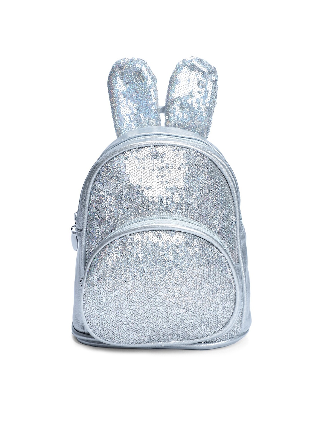 

Kids On Board Girls Sequined Embellished Non-Padded Small Backpack, Silver