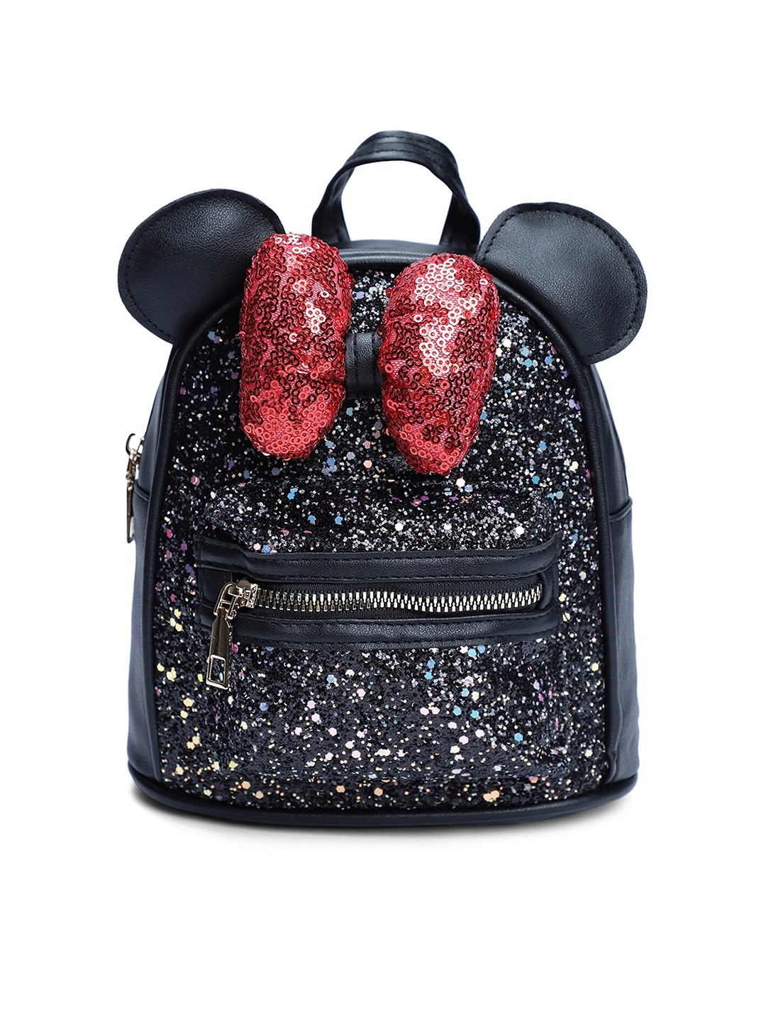 

Kids On Board Girls Sequined Embellished Non-Padded Small Backpack, Black