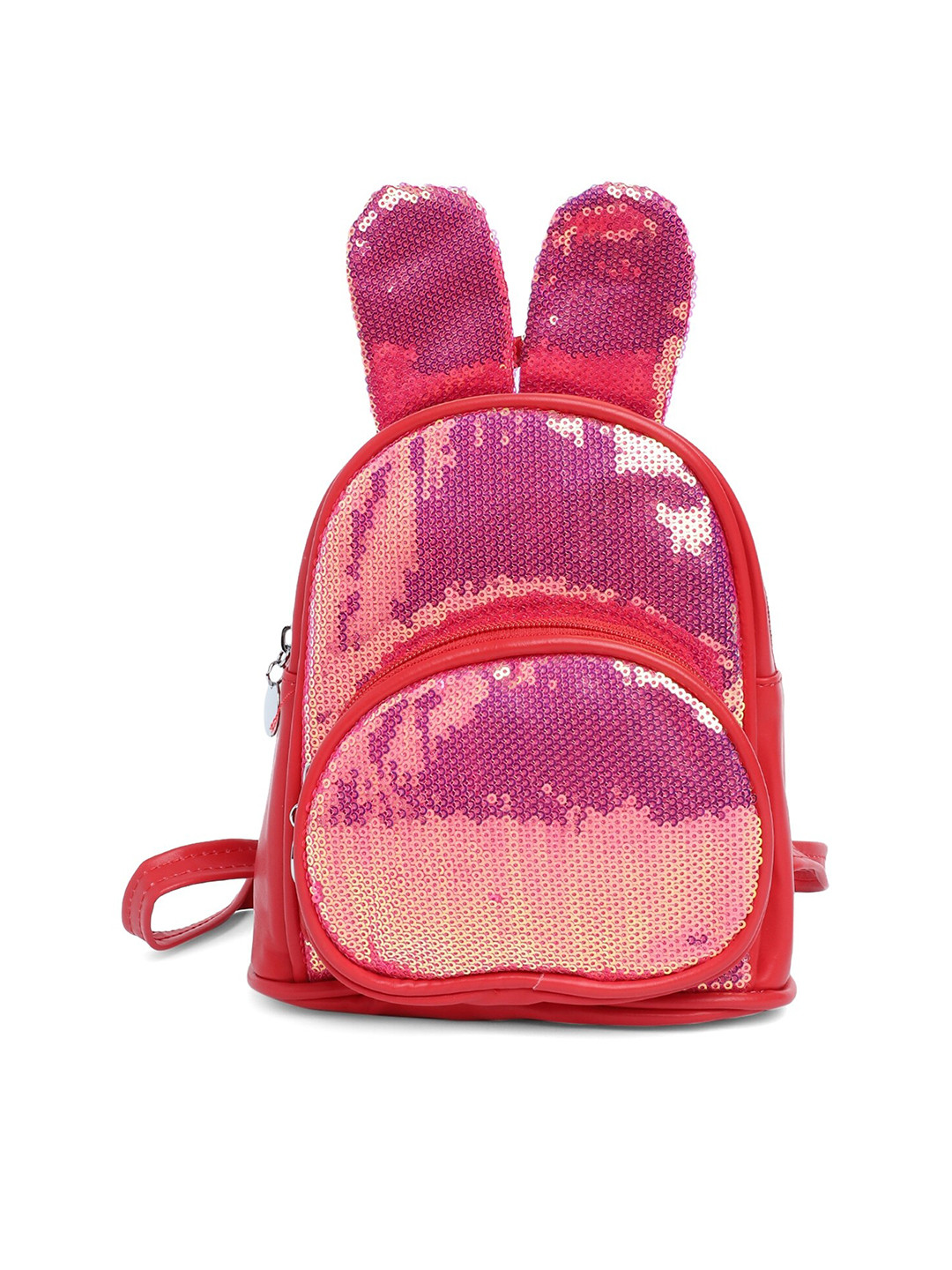 

Kids On Board Girls Sequined Embellished Non-Padded Small Backpack, Red