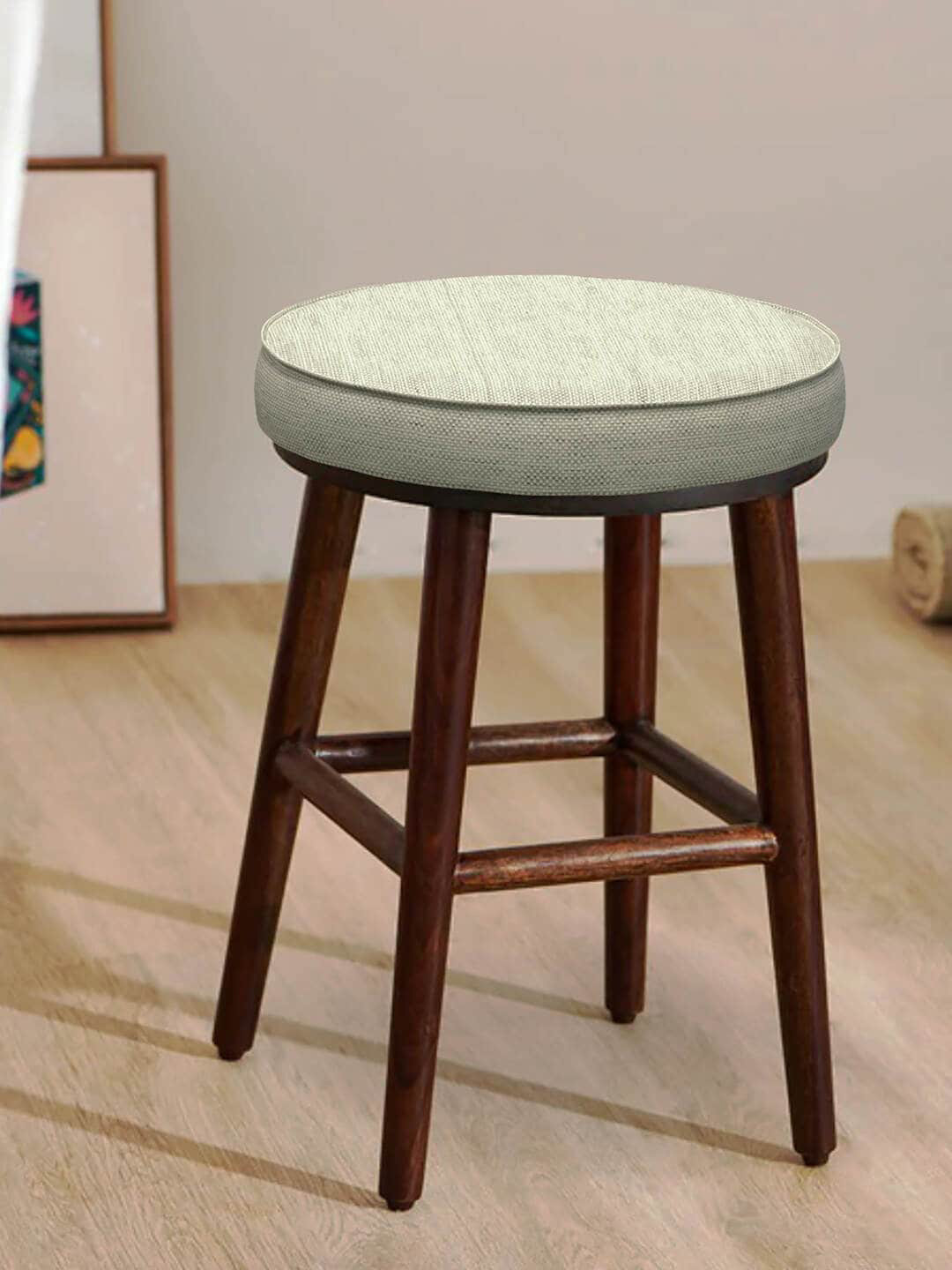 

Chumbak Grey Printed Round Ottomans