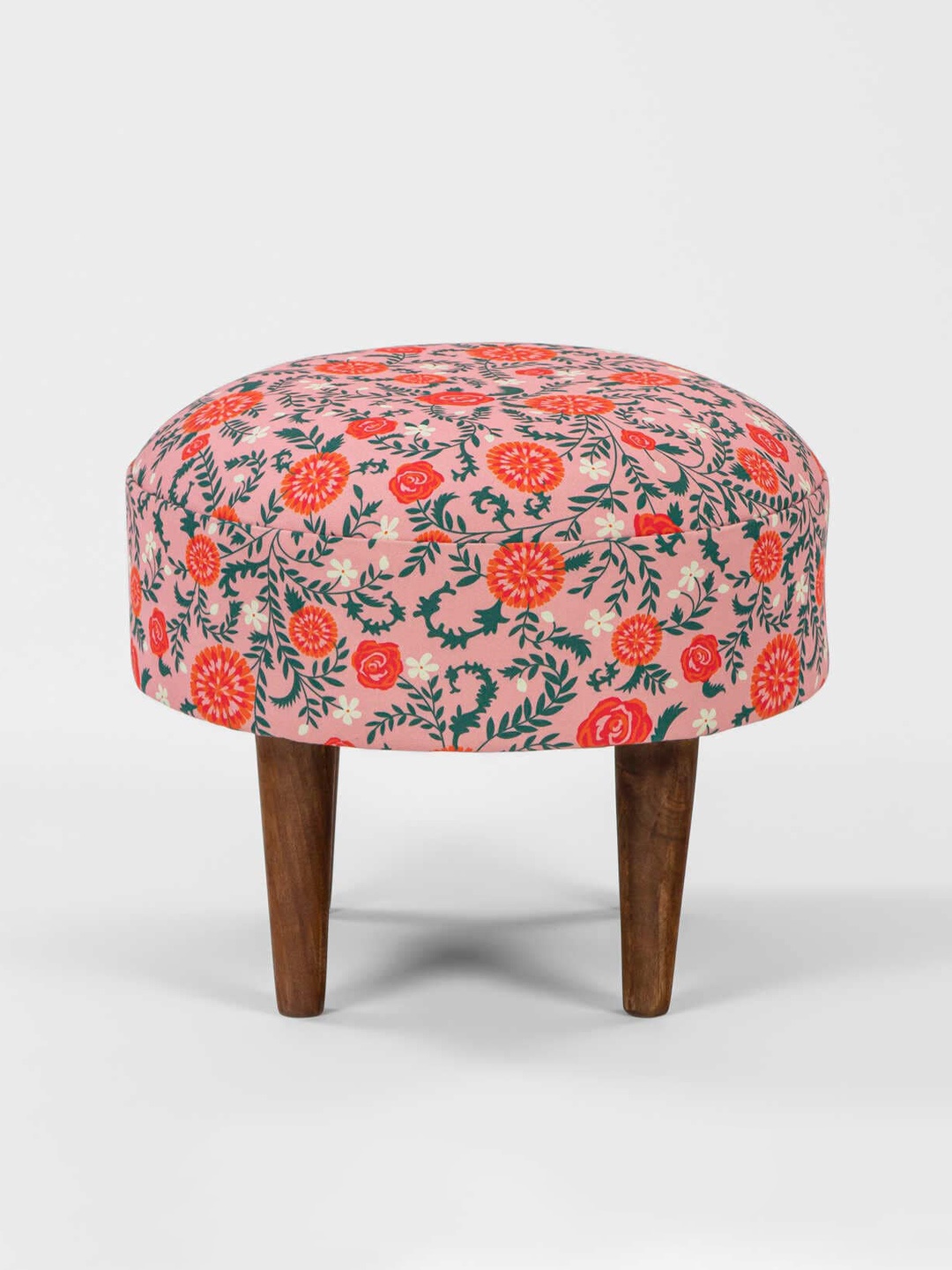 

Chumbak Pink & Blue Floral-Printed Round Ottomans