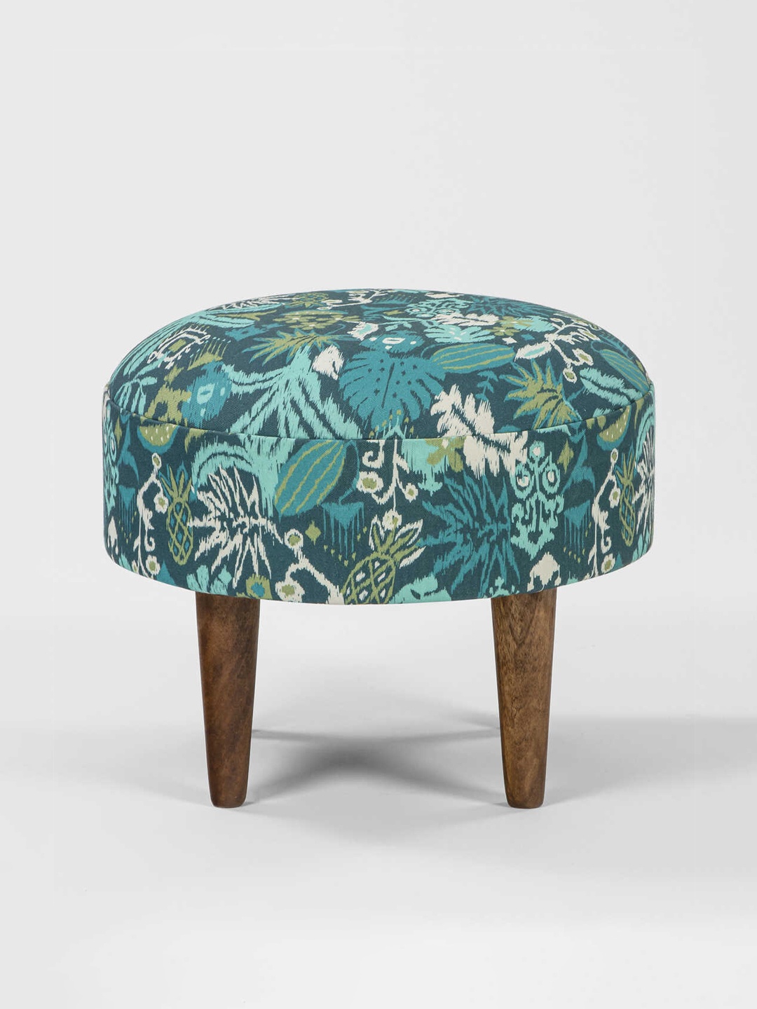 

Chumbak Green & White Printed Round Ottoman