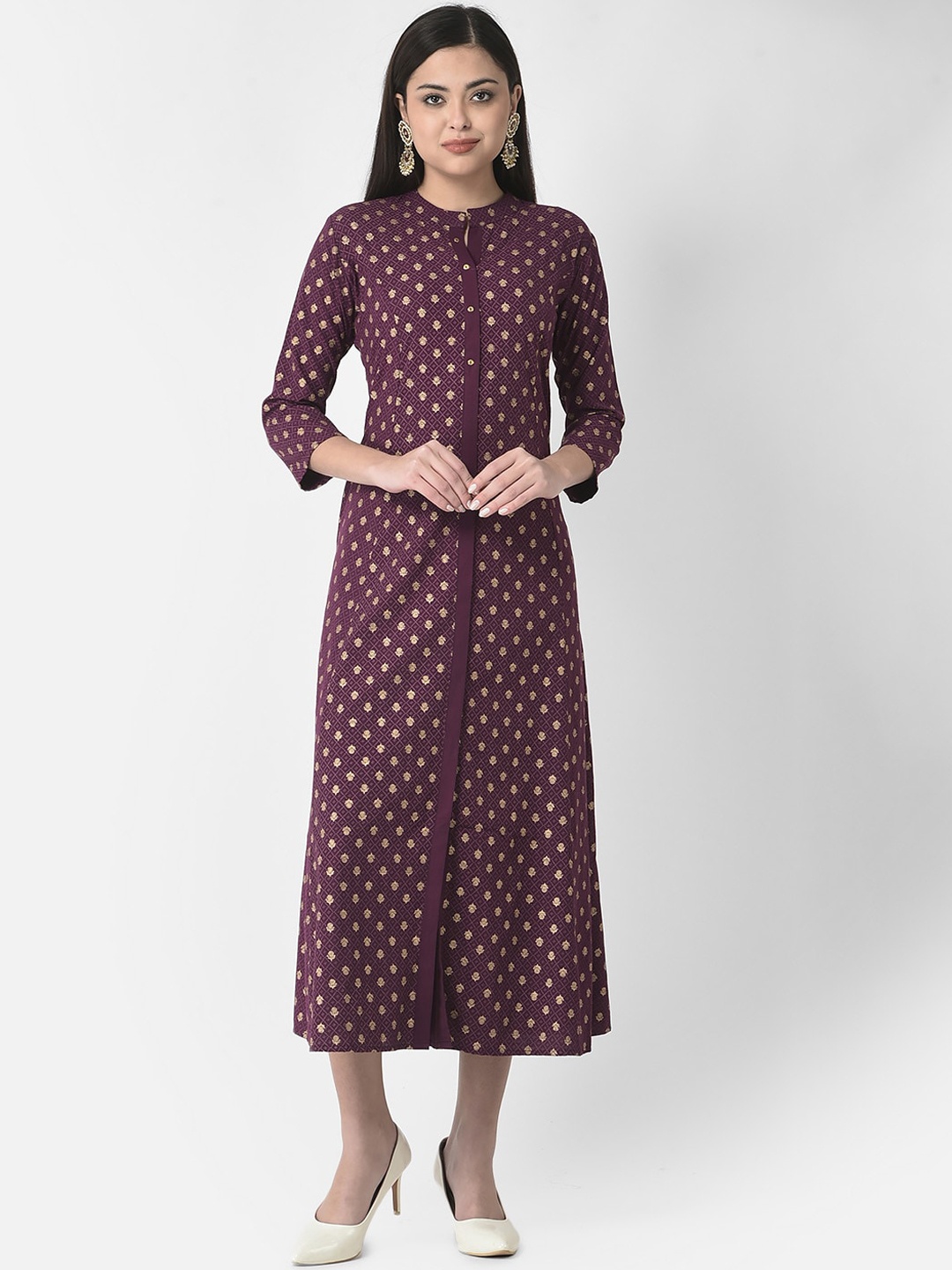 

Span Ethnic Motifs Printed Straight Kurta, Purple