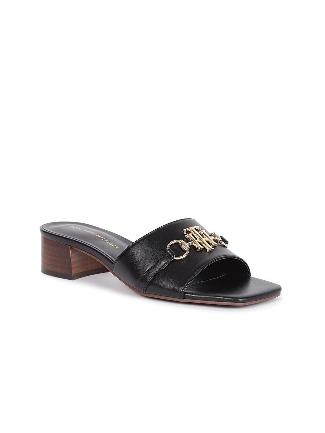 

Tommy Hilfiger Embellished Open Toe Block Heels, Black