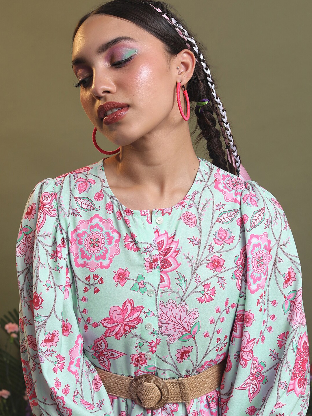 

Vishudh Floral Printed Maxi Dress, Blue