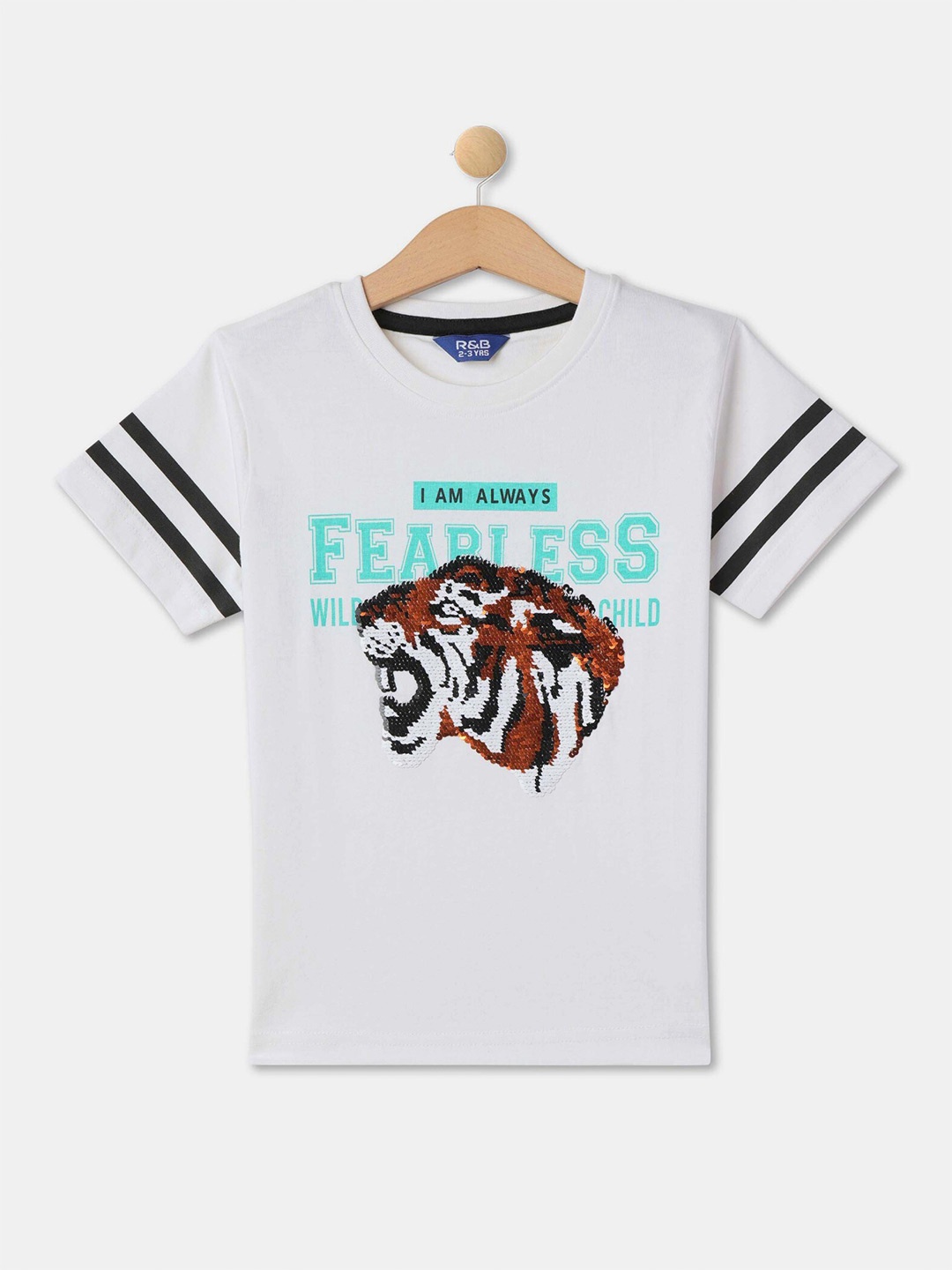 

R&B Boys Printed Cotton T-shirt, White