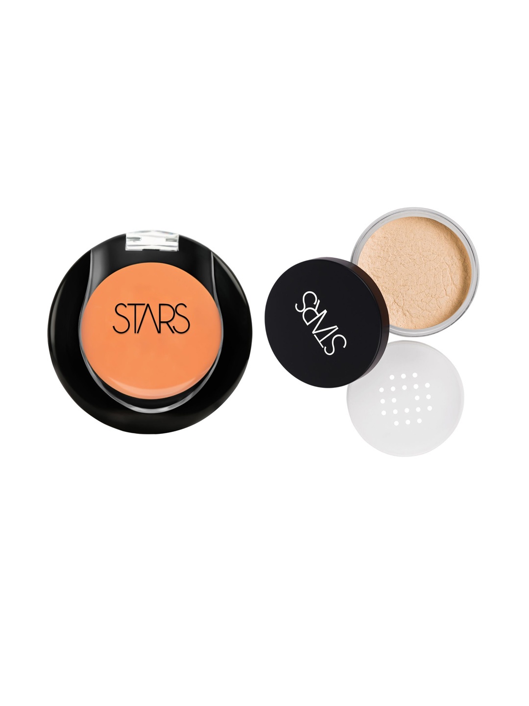 

Stars Cosmetics Set of 2 Cream Concealer -5g & Translucent Powder-20g -Orange-Being Pearl, Purple