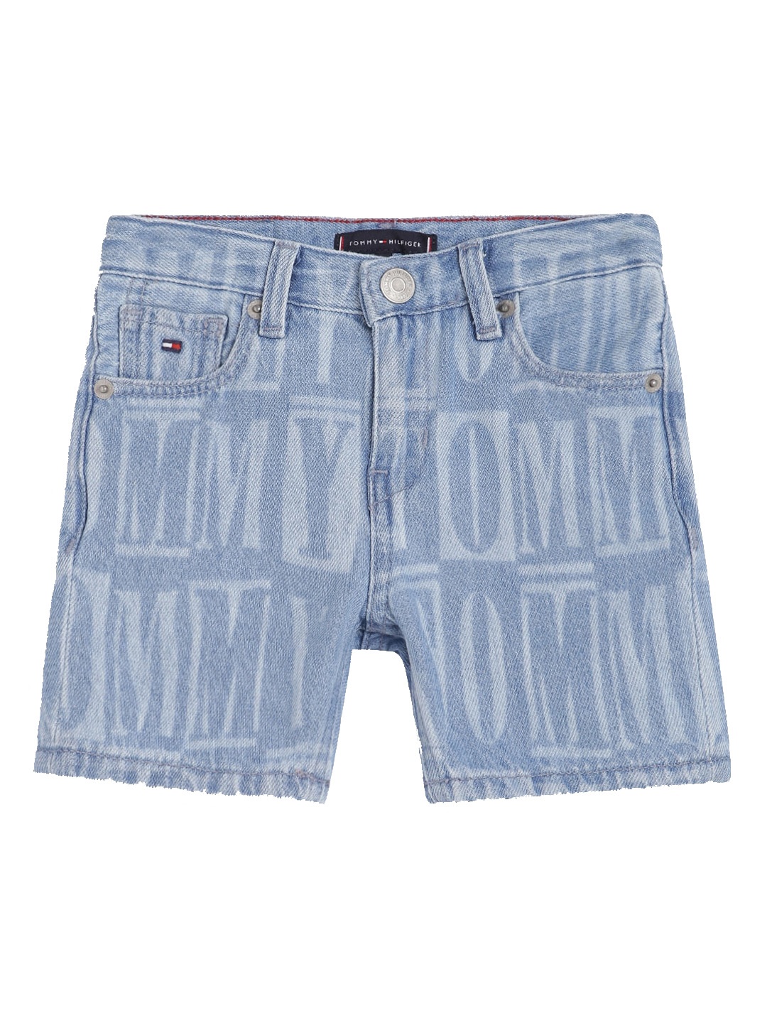 

Tommy Hilfiger Boys Typography Printed Mid-Rise Denim Shorts, Blue