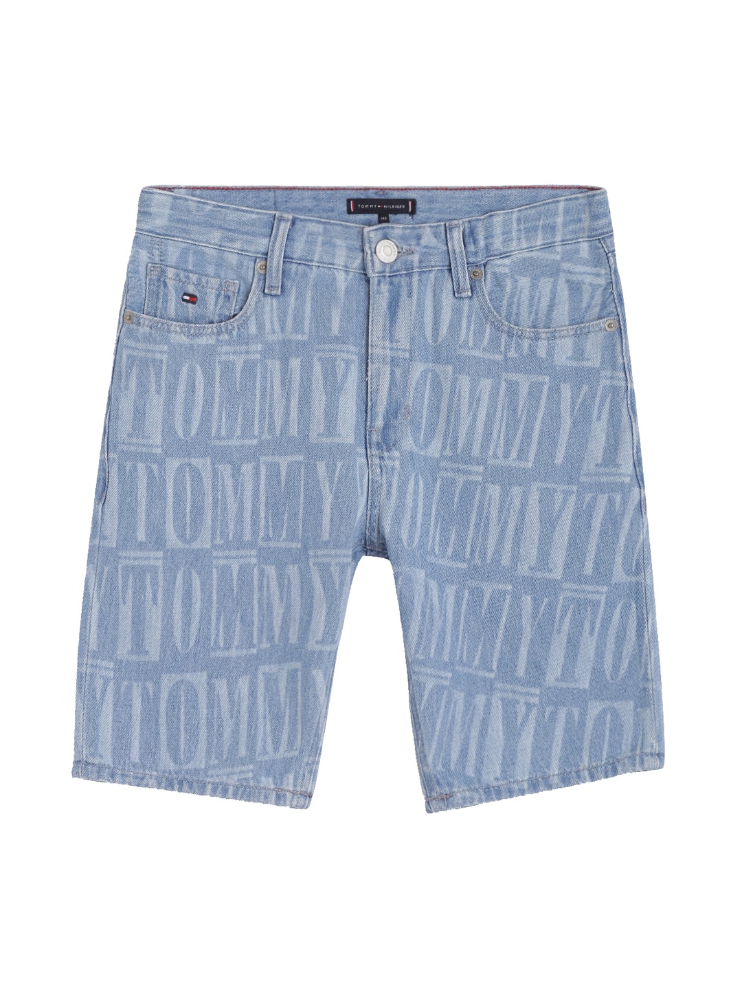

Tommy Hilfiger Boys Typography Printed Mid-Rise Denim Shorts, Blue