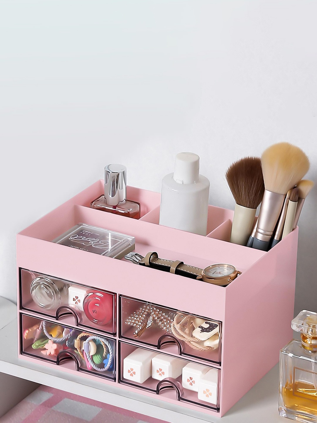 

HOUSE OF QUIRK Pink Multifunctional Desk Organizer