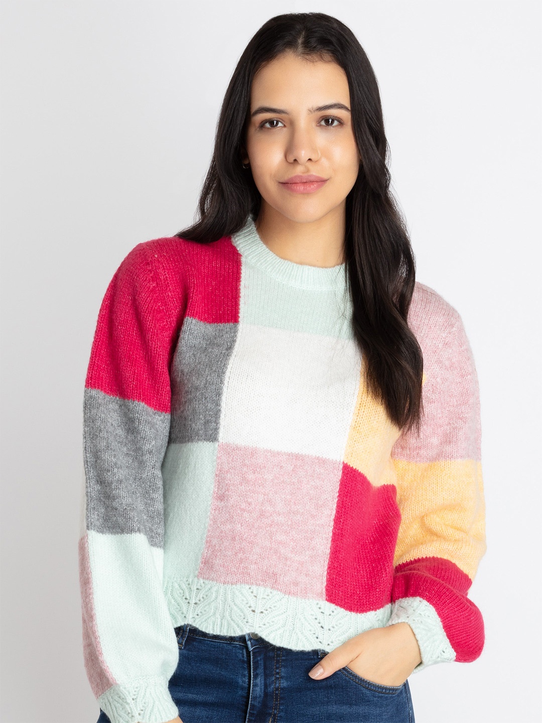 

Status Quo Colourblocked Pullover, White