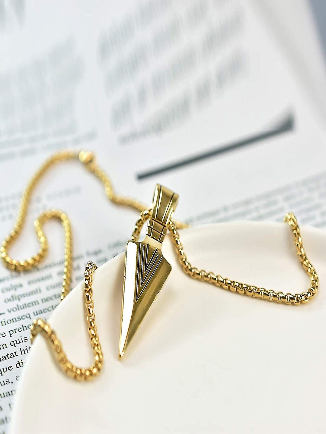 

RUHI COLLECTION Stainless Steel Arrow Charm Pendant With Chain, Gold