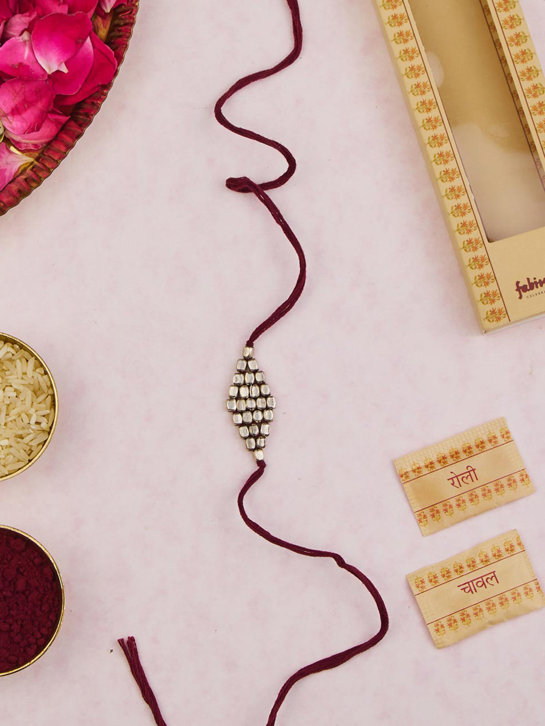 

Fabindia Unisex Rakhi With Roli & Chawal, Silver