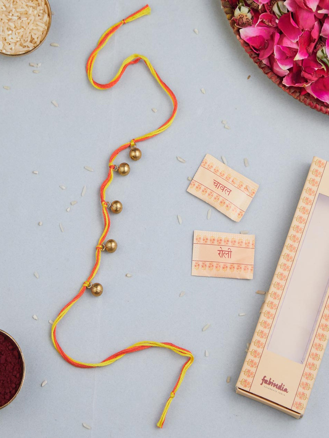 

Fabindia Unisex Rakhi With Roli & Chawal, Gold