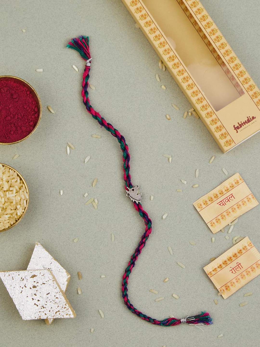 

Fabindia Kids Unicorn Rakhi With Roli & Chawal, Red