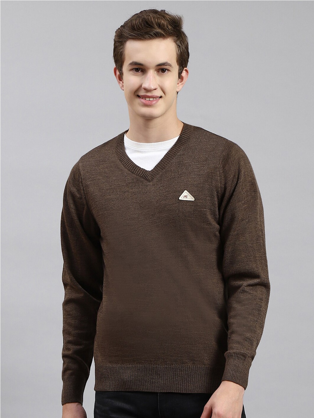 

Monte Carlo V-Neck Woollen Pullover, Brown