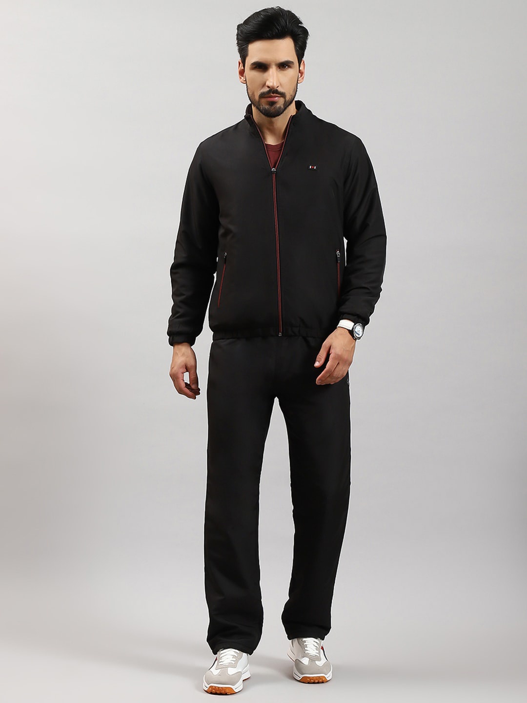 

Monte Carlo Men Mid Rise Mock Collar Tracksuit, Black