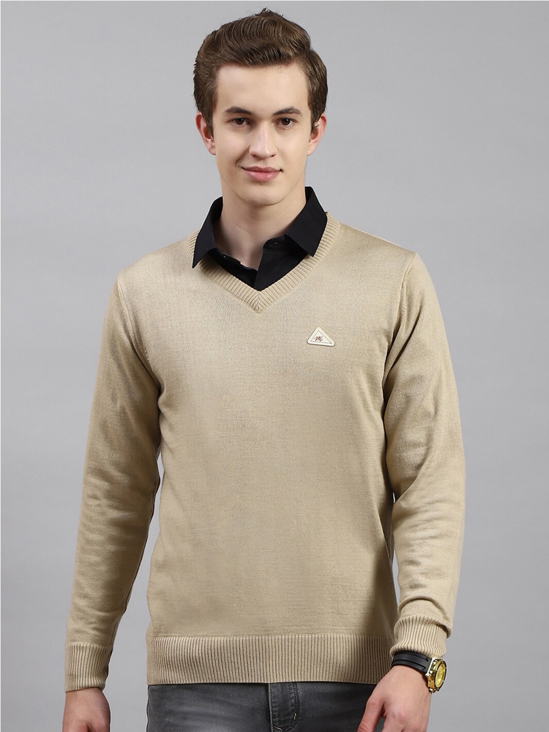 

Monte Carlo Men Woollen Pullover, Camel brown