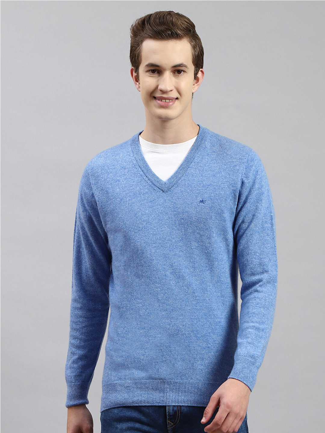 

Monte Carlo V-Neck Woollen Pullover, Blue