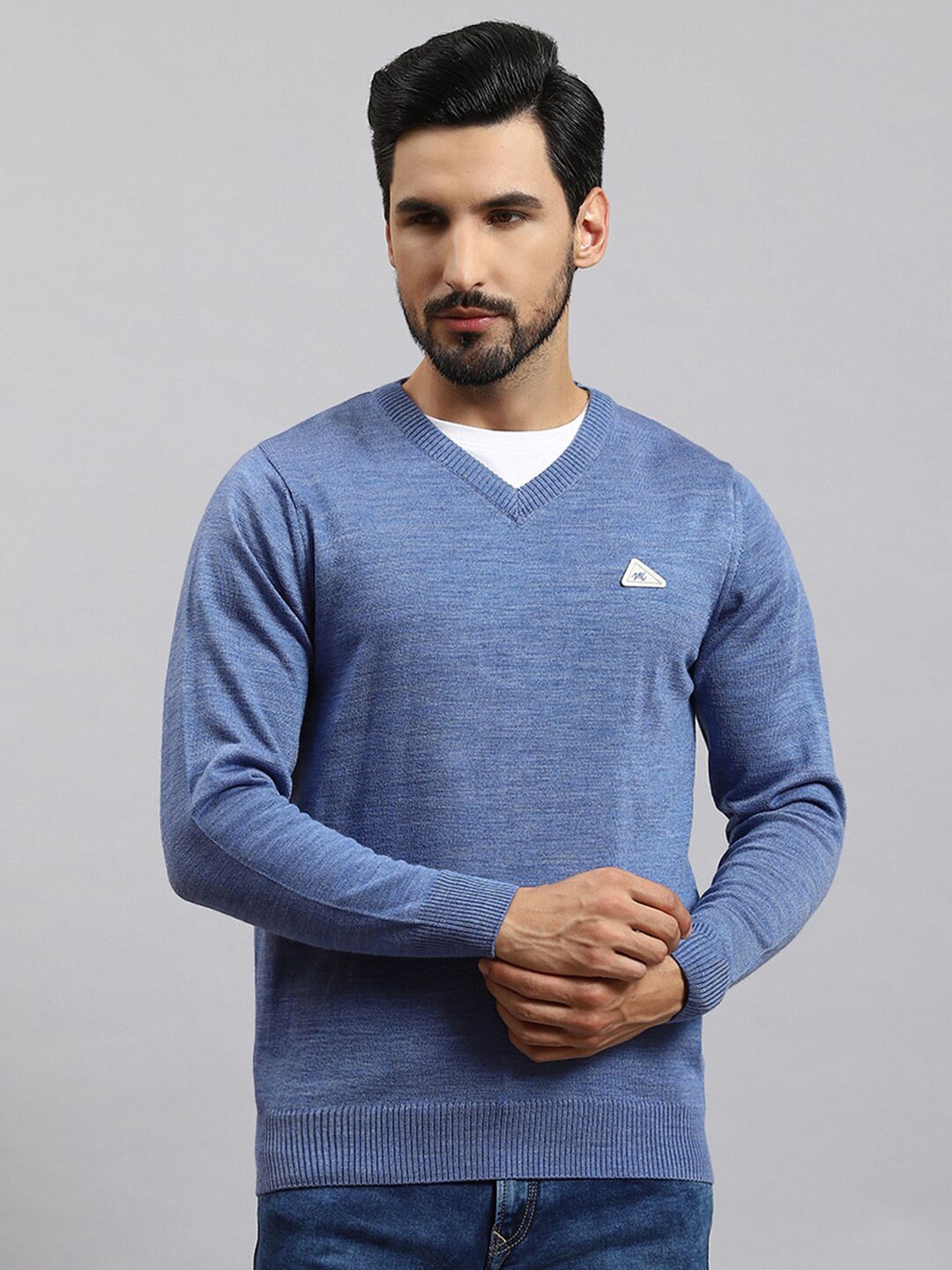 

Monte Carlo V-Neck Woollen Pullover, Blue