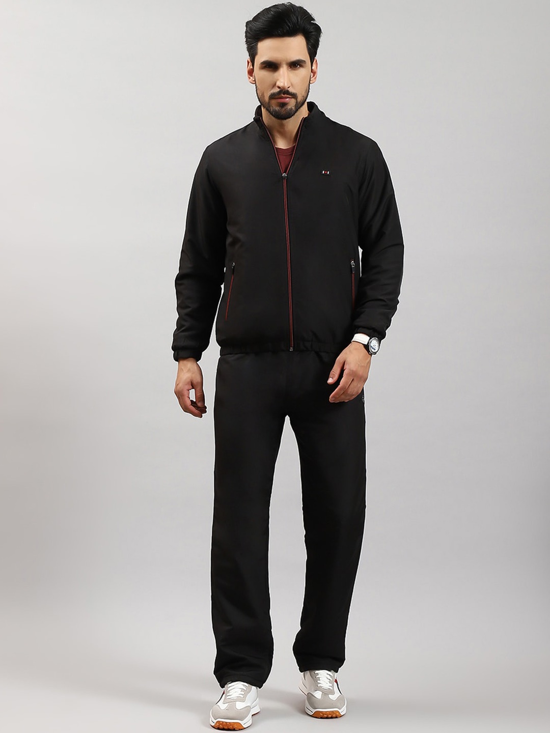 

Monte Carlo Men Mid Rise Mock Collar Tracksuit, Black