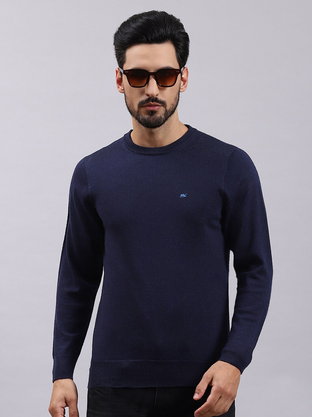 

Monte Carlo Round Neck Full Sleeve Woollen Pullover Sweater, Navy blue