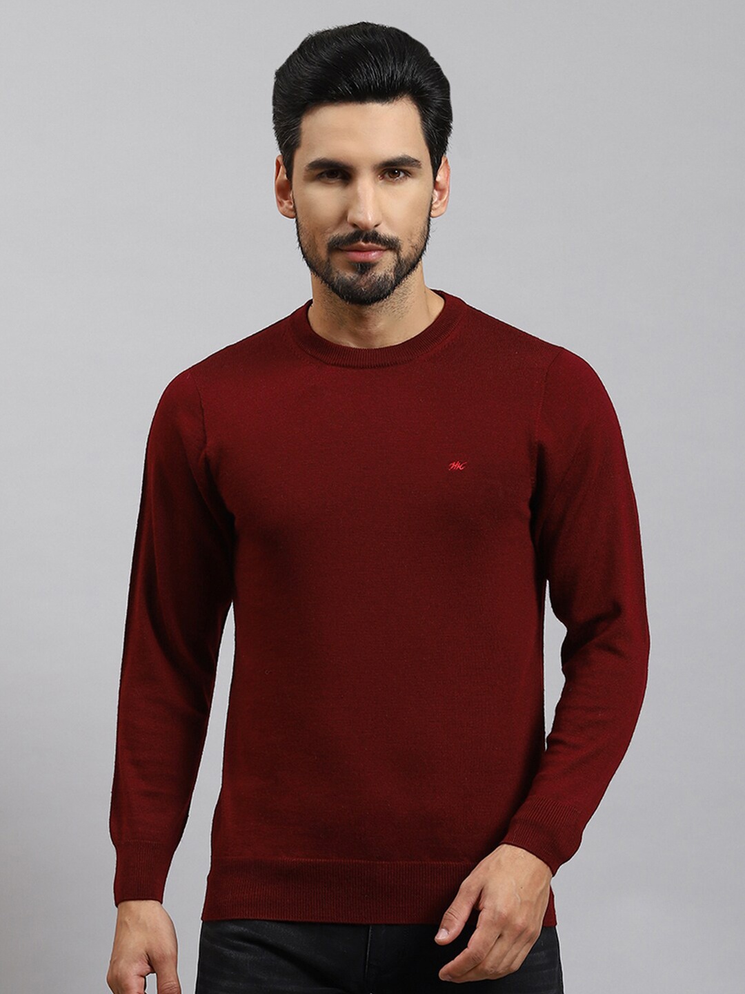 

Monte Carlo Long Sleeves Woollen Pullover, Maroon
