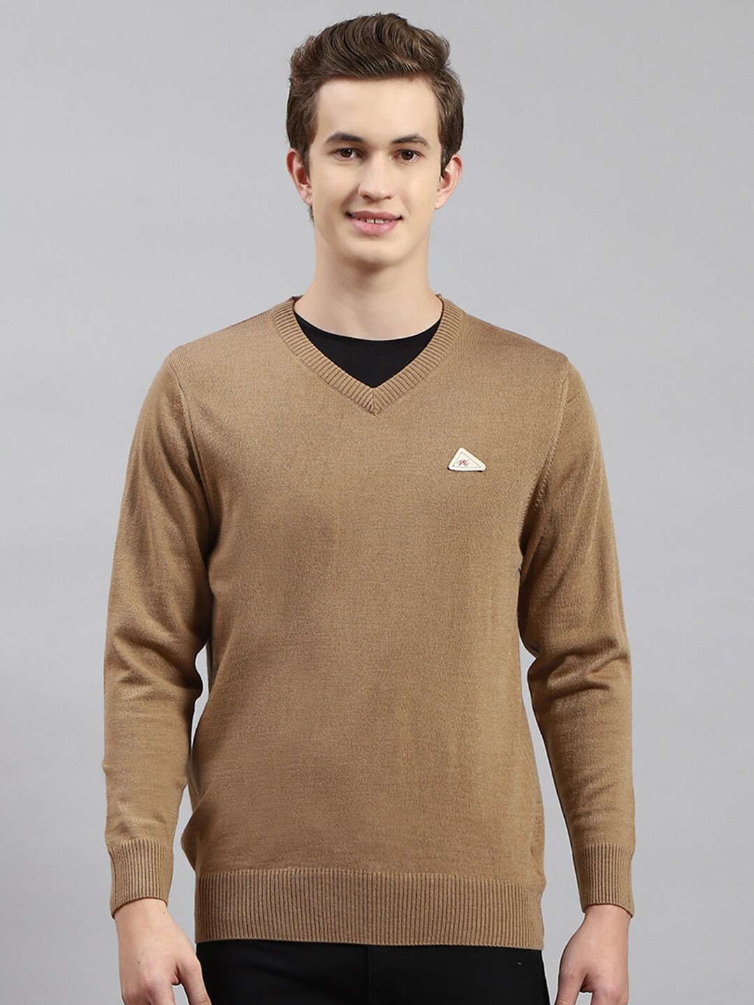 

Monte Carlo V-Neck Full Sleeve Woollen Pullover Sweater, Brown