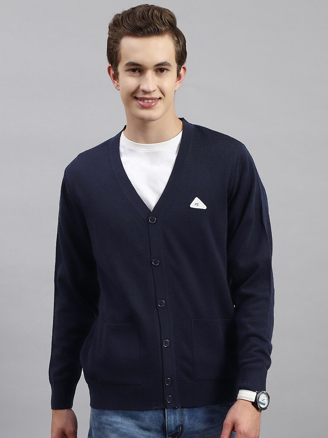 

Monte Carlo V-Neck Long Sleeve Cardigan, Navy blue