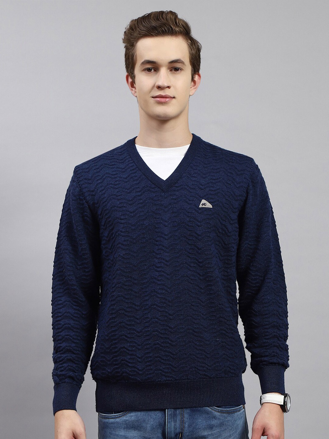 

Monte Carlo Cable Knit Full Sleeve Woollen Pullover Sweater, Navy blue