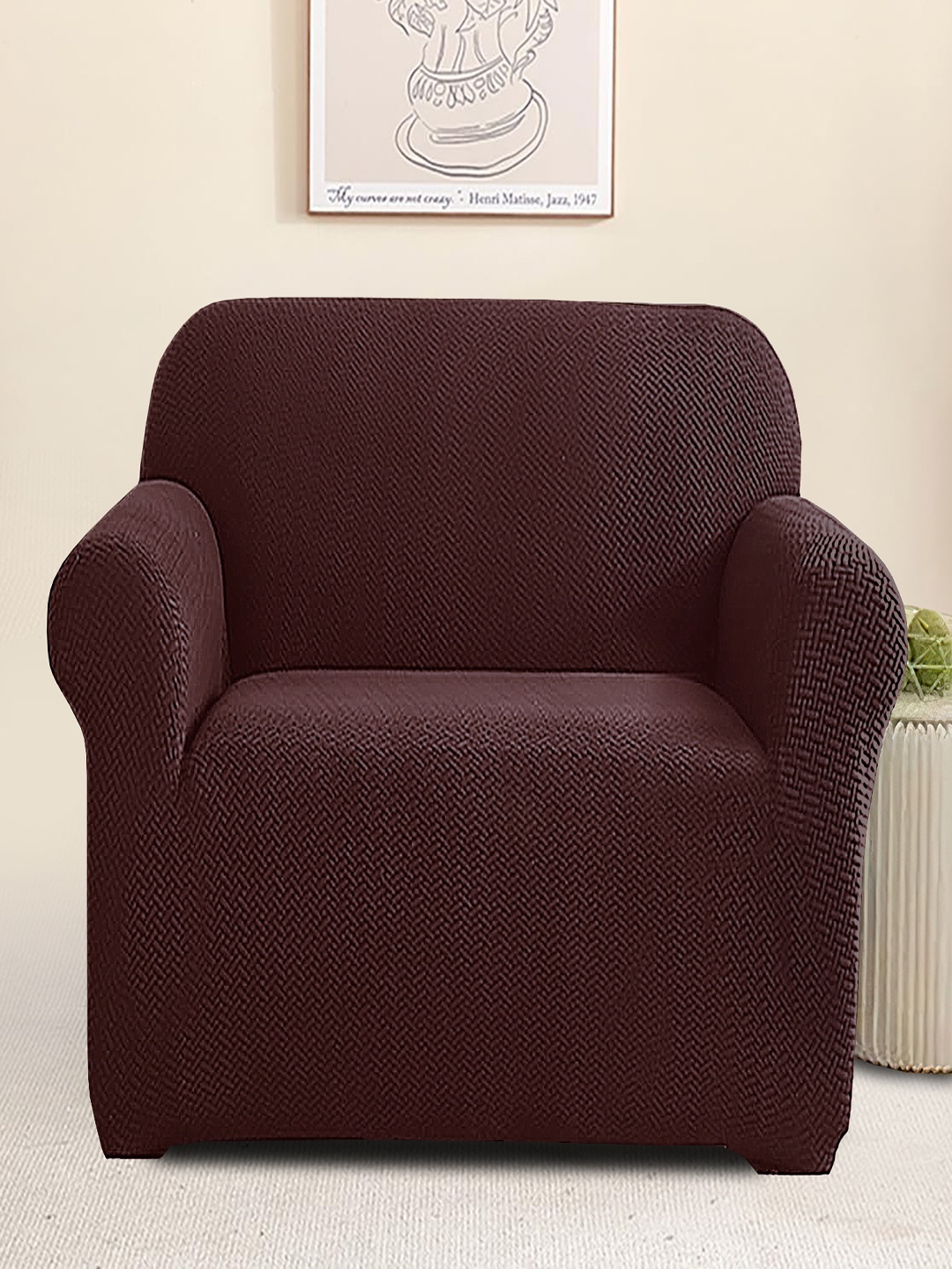 Cortina Brown Textured 1 Seater Sofa Covers