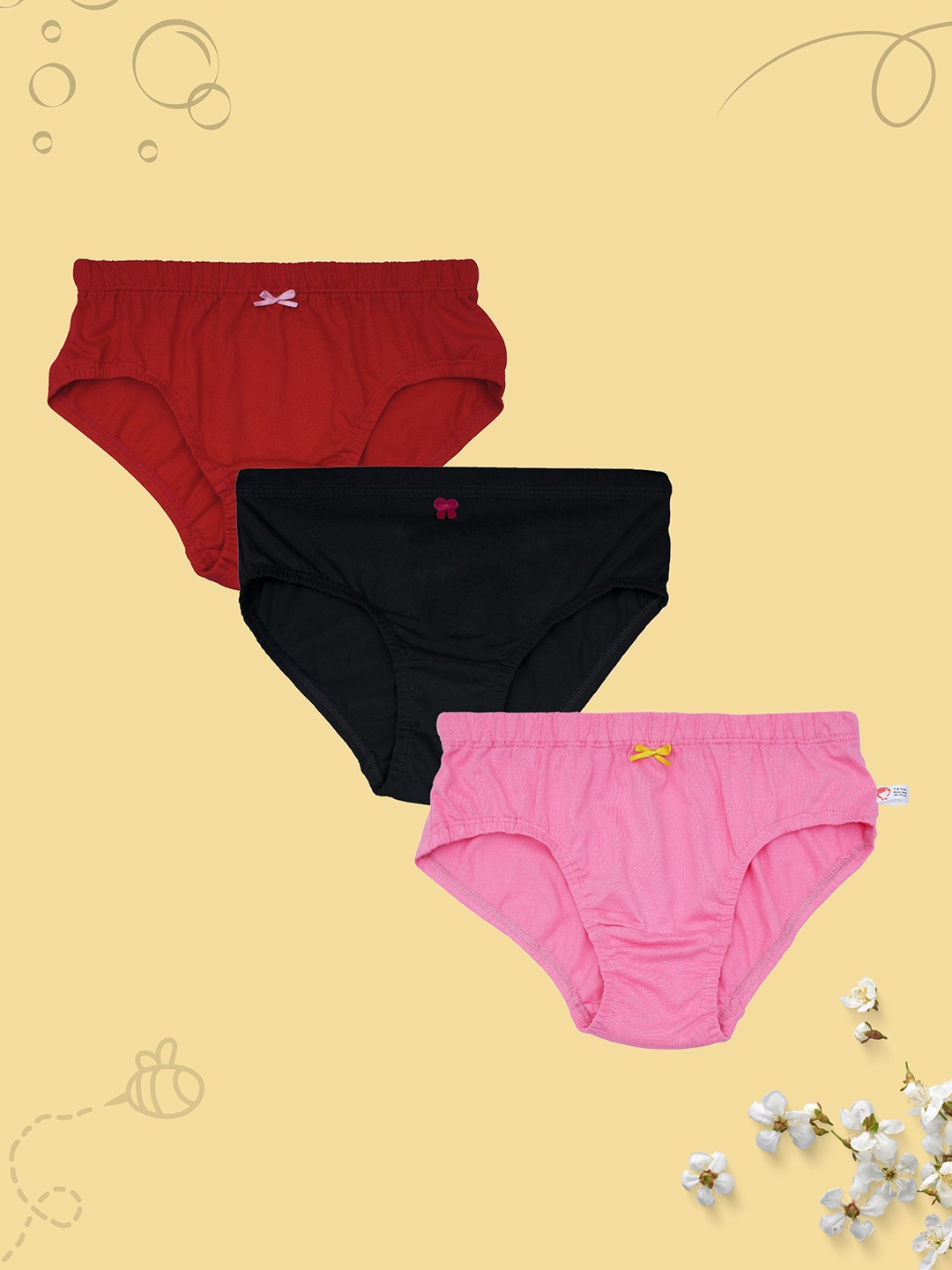 

DChica Girls Pack Of 3 Cotton Hipster Briefs, Red