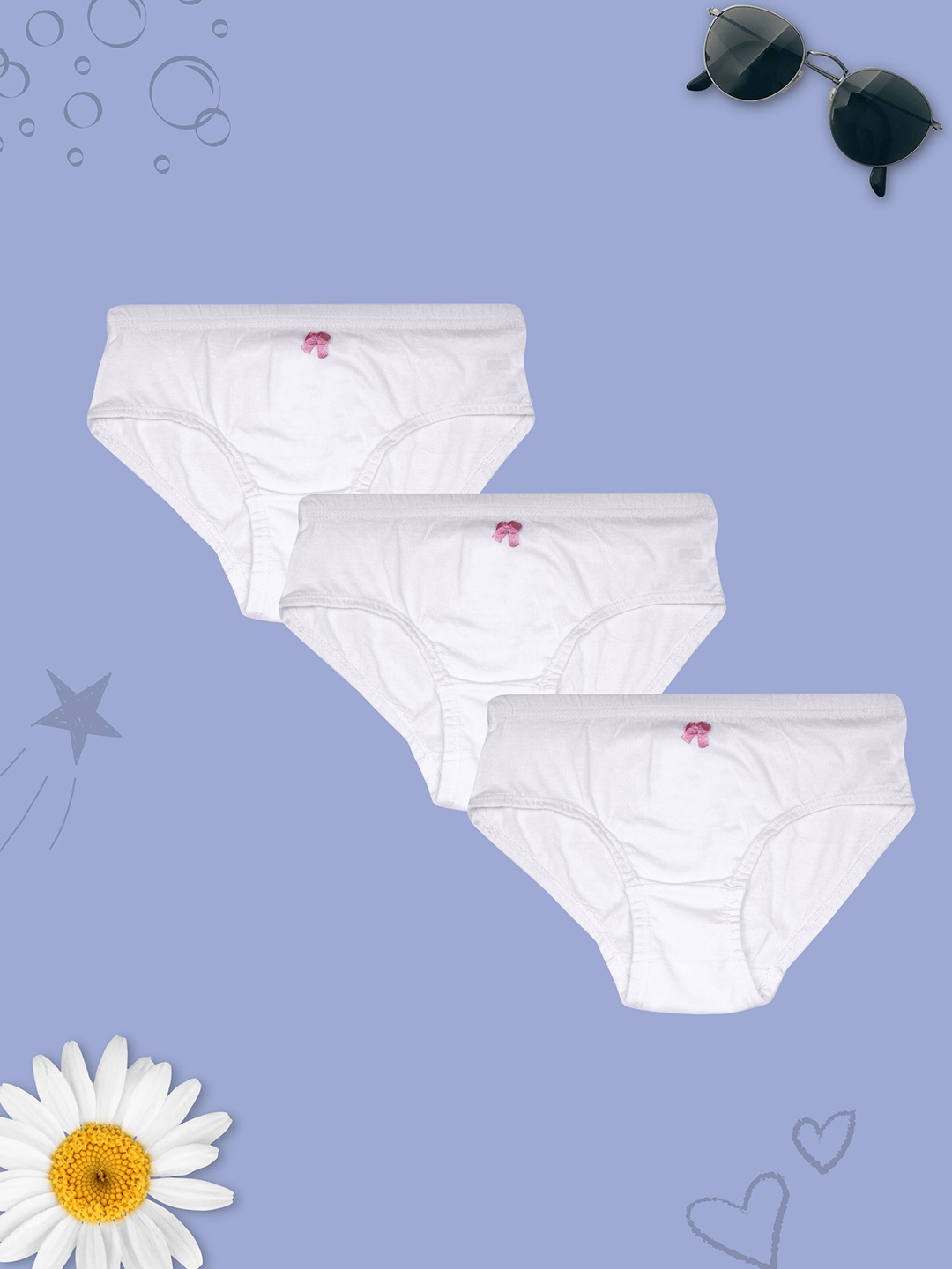 

DChica Girls Pack Of 3 Cotton Mid Rise Cotton Hipster Briefs DCPNMY8784/xxxs, White