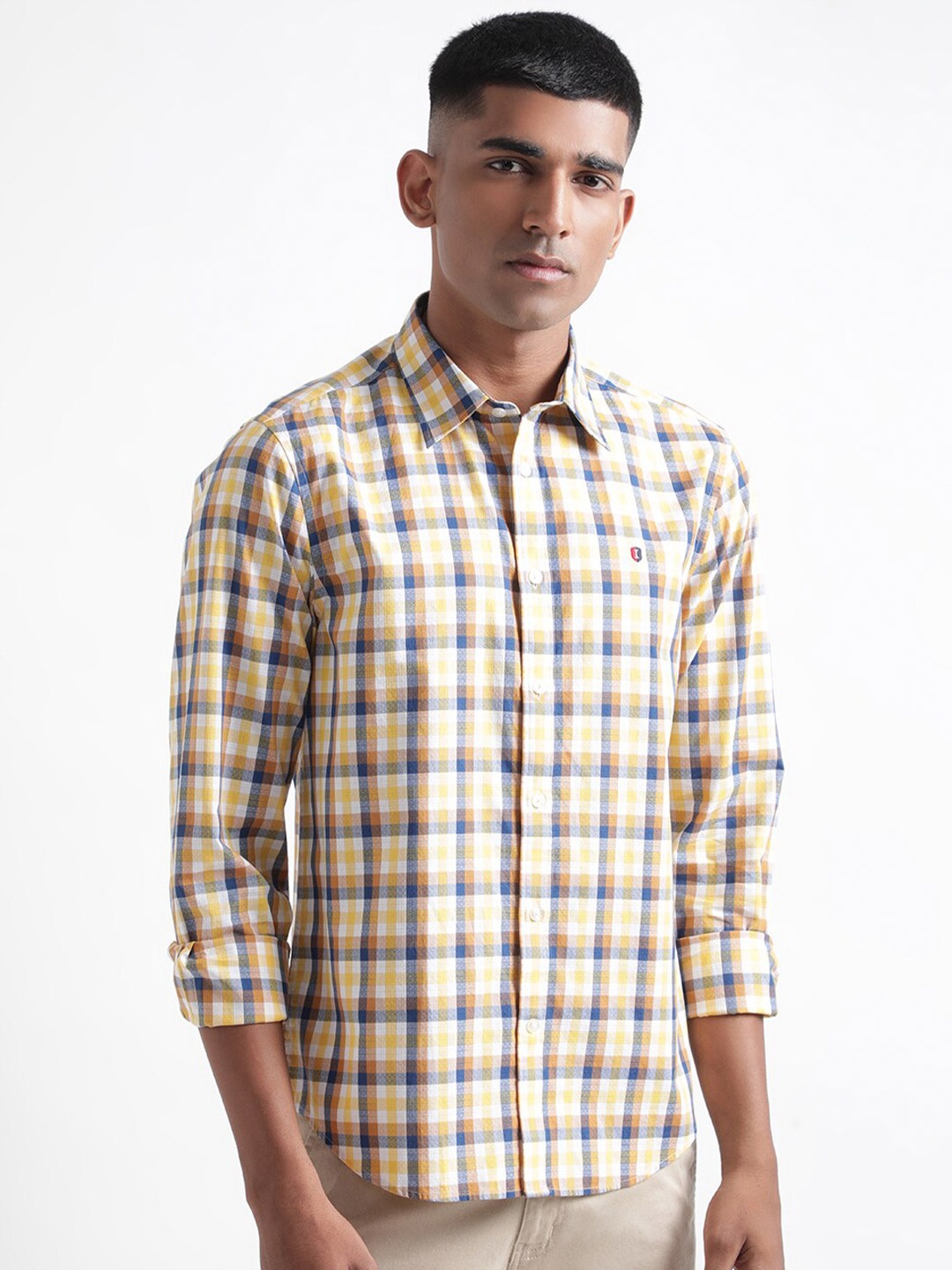 

Iconic Tartan Checked Pure Cotton Casual Shirt, Yellow