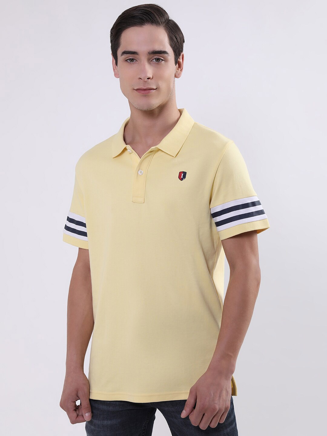 

Iconic Polo Collar Pure Cotton T-shirt, Yellow