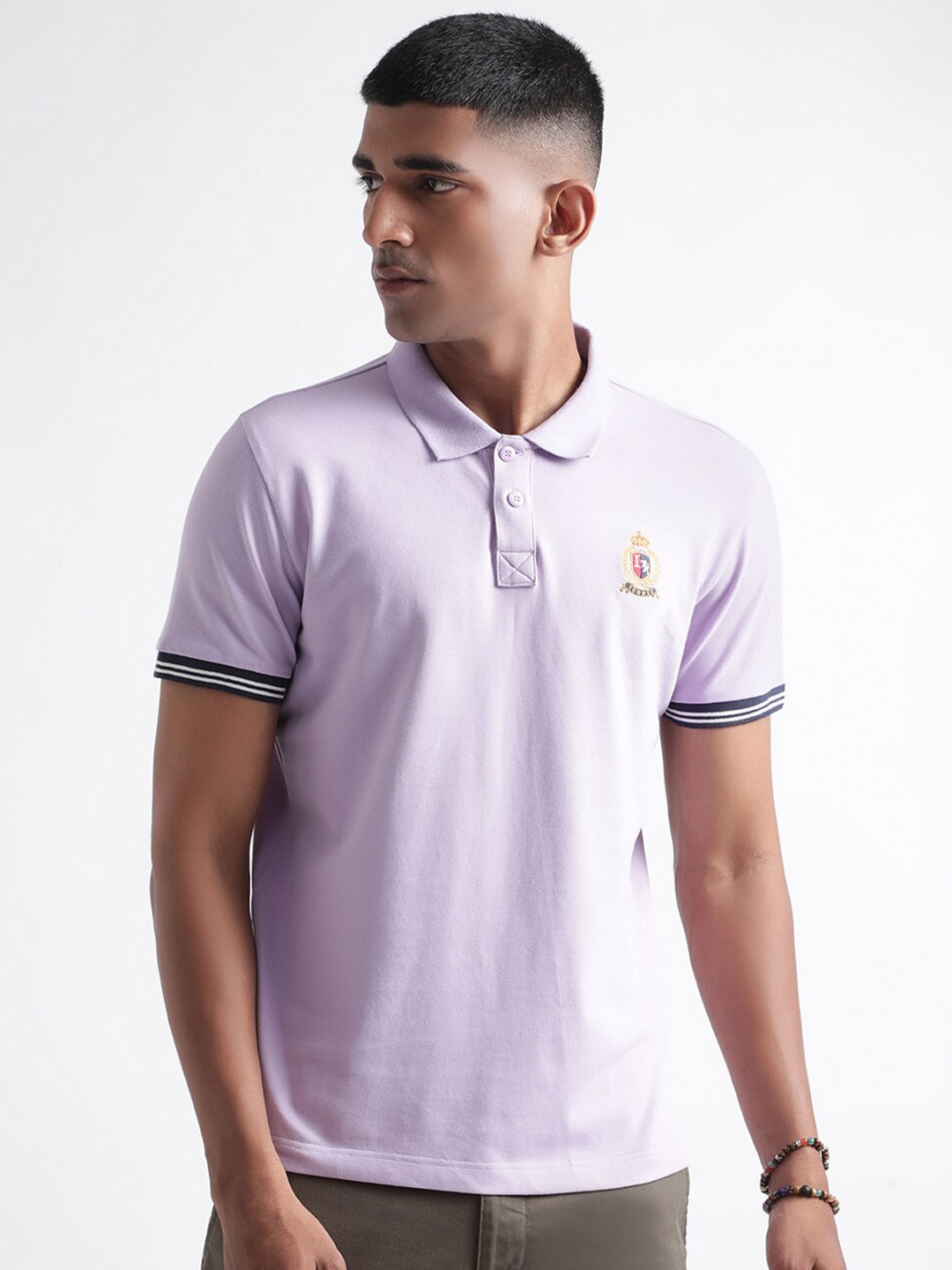 

Iconic Polo Collar Short Sleeves T-Shirt, Purple