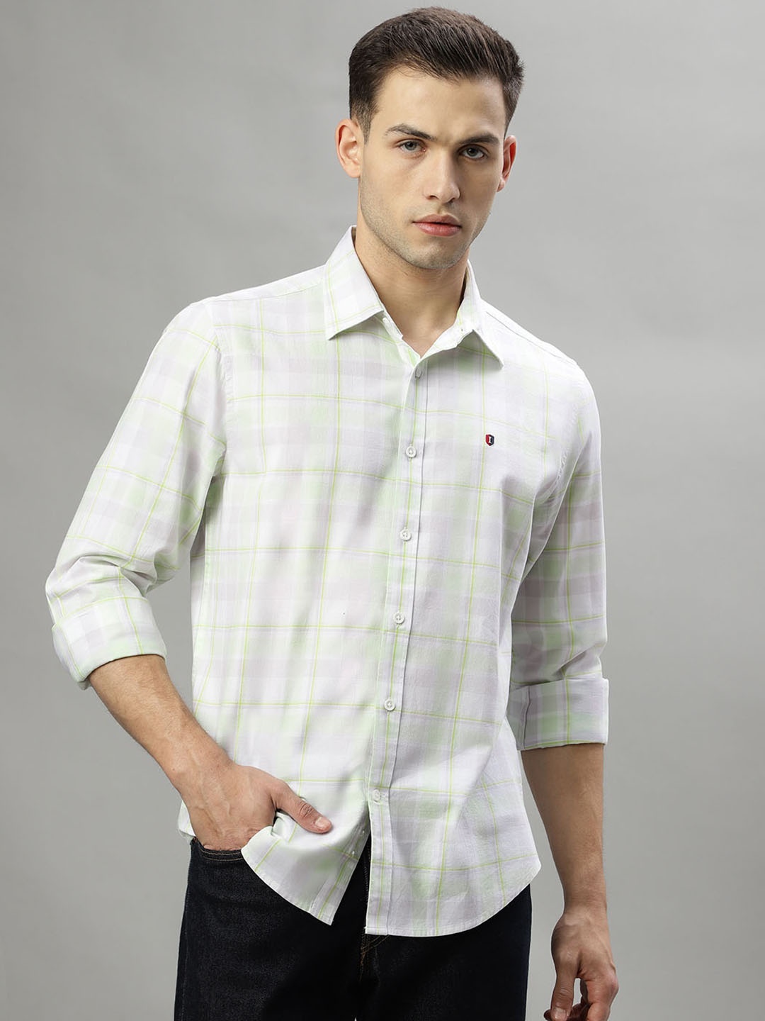 

Iconic Checked Cotton Casual Shirt, White