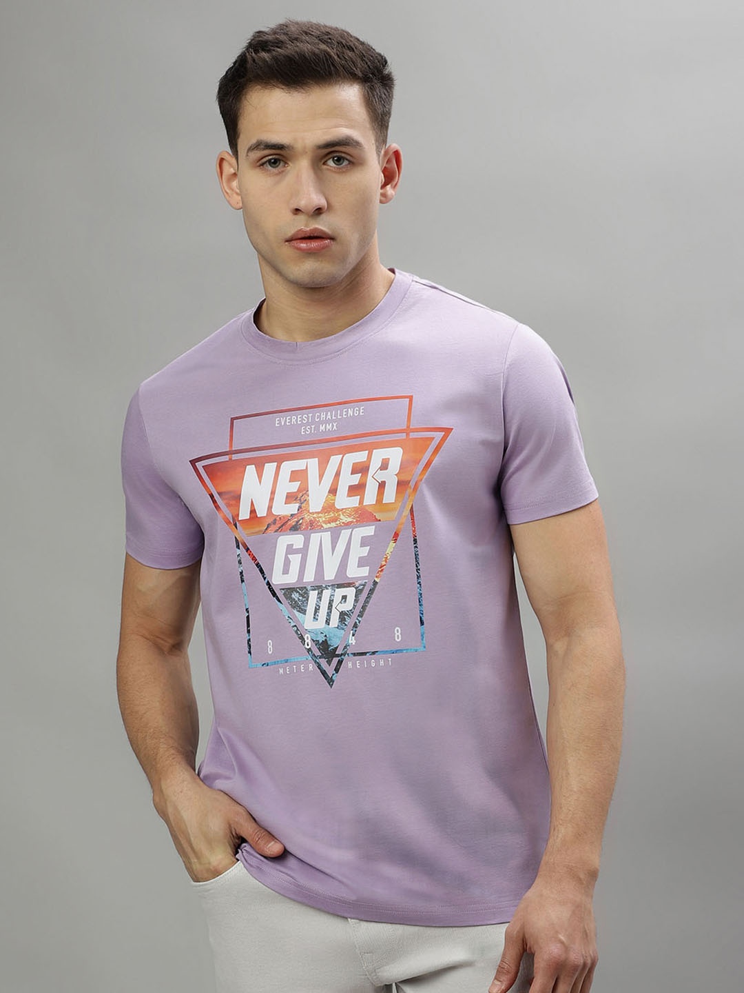 

Iconic Typography Printed Pure Cotton T-shirt, Purple