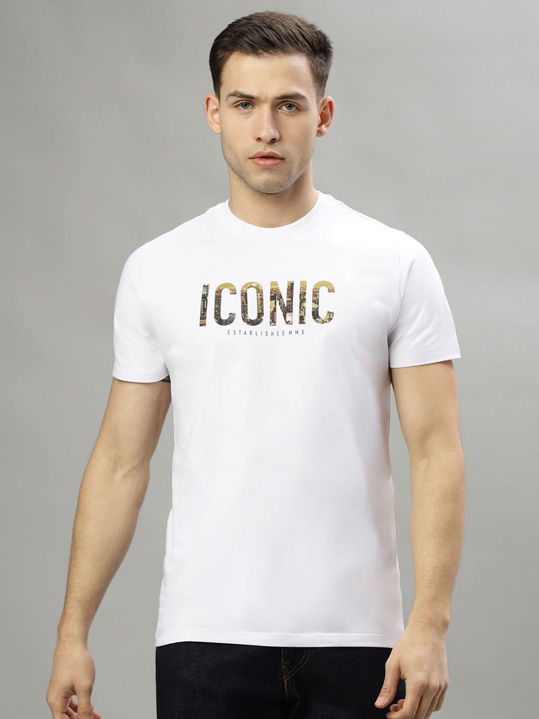 

Iconic Typography Printed Round Neck T-shirt, White
