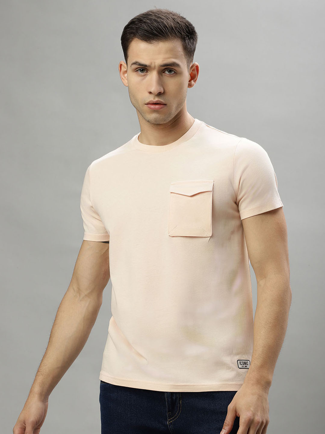 

Iconic Round Neck Short Sleeves Pure Cotton T-shirt, Pink