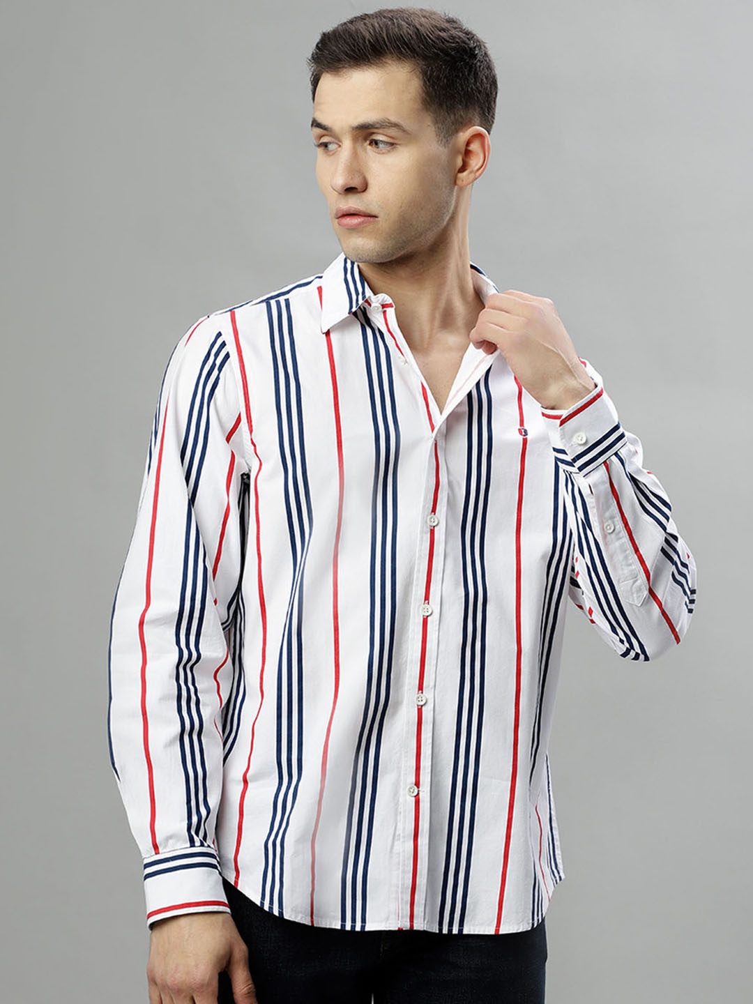 

Iconic Striped Cotton Casual Shirt, White