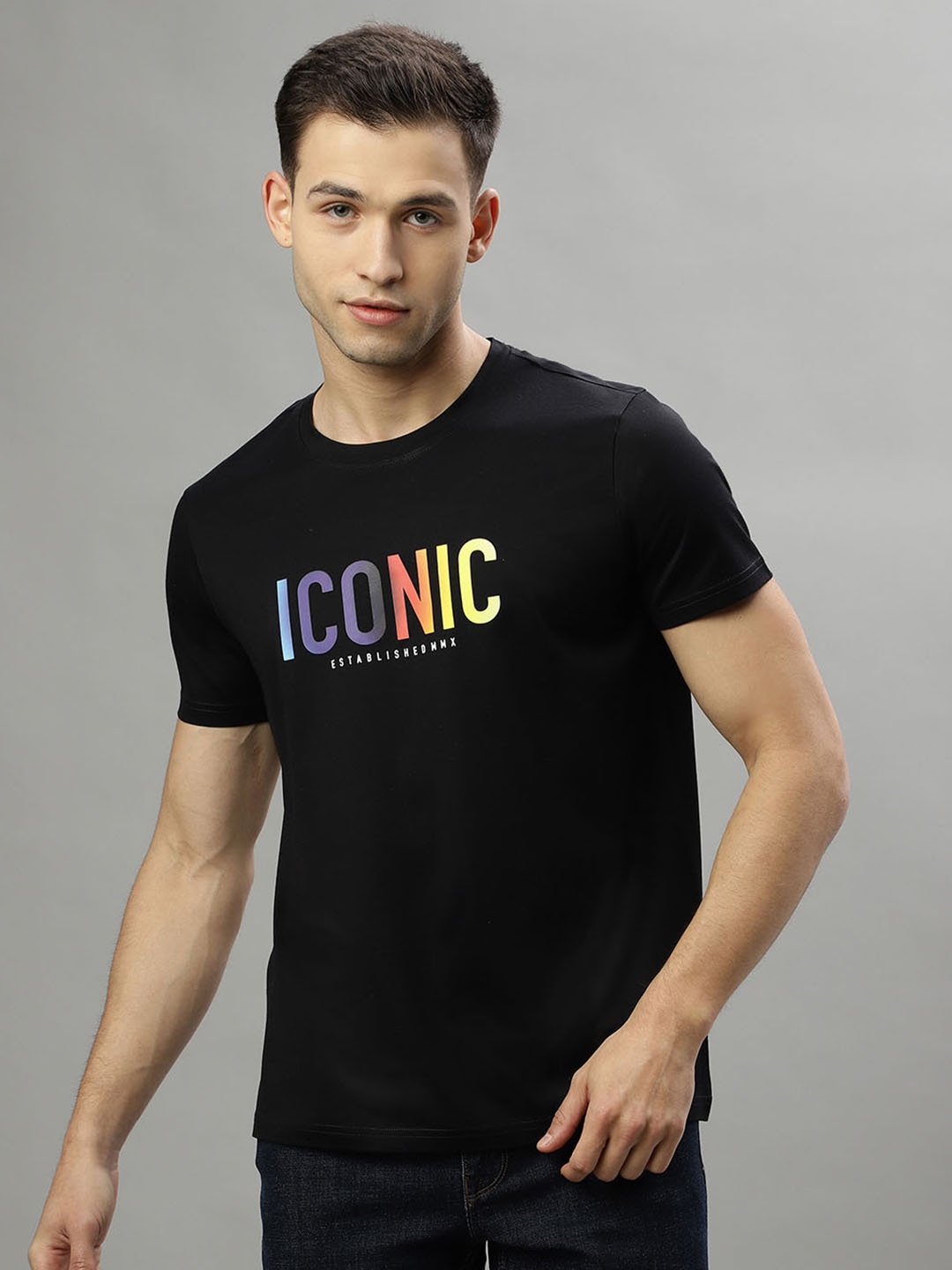 

Iconic Typography Printed Pure Cotton T-shirt, Black
