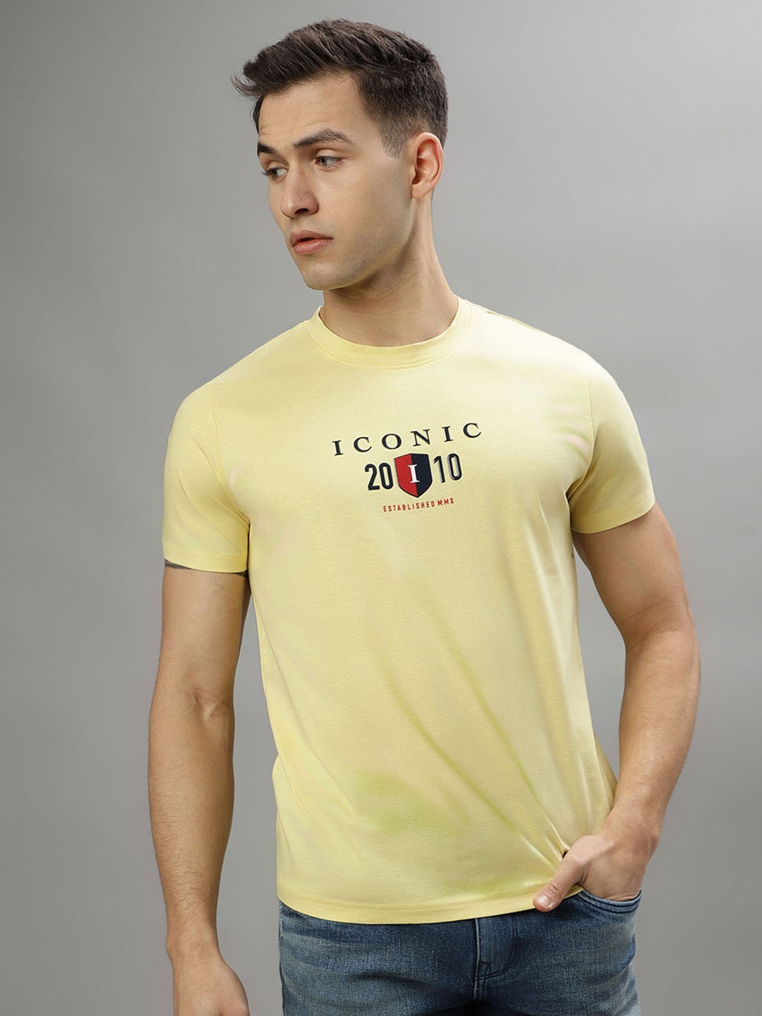 

Iconic Typography Printed Pure Cotton T-shirt, Yellow