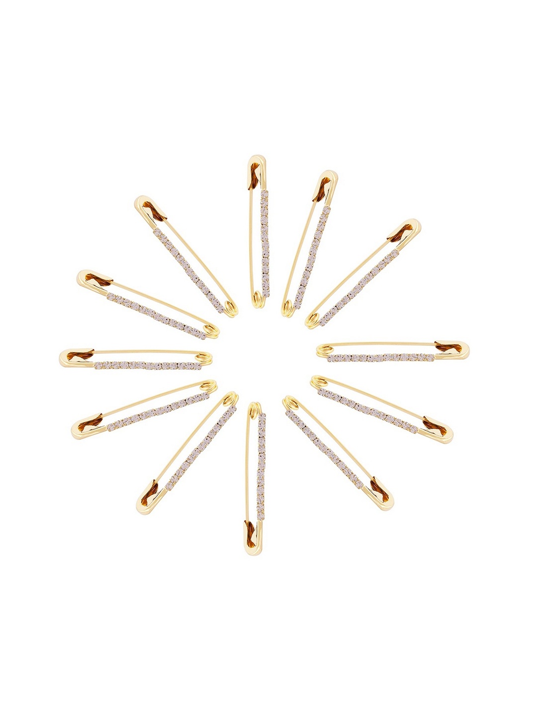 

VAMA 12 Pcs Women Golden Rhinestone Safety Pins, Gold