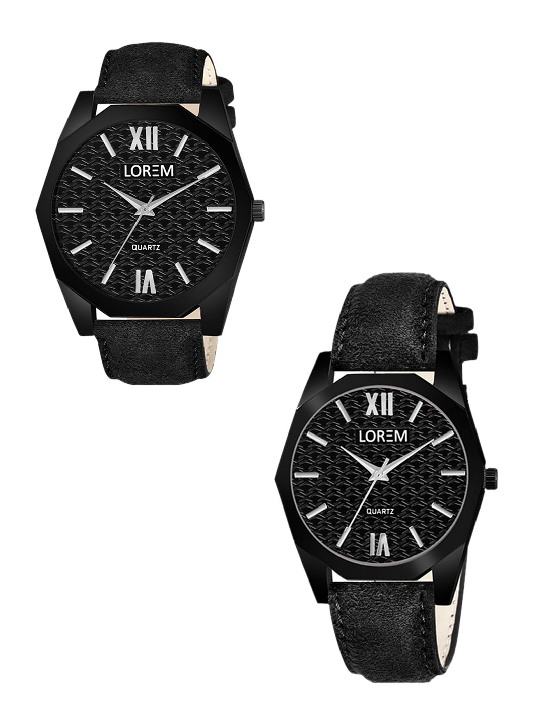 

LOREM Unisex Set Of 2 Dial & Black Straps Analogue Watch LR82-LR329-CM