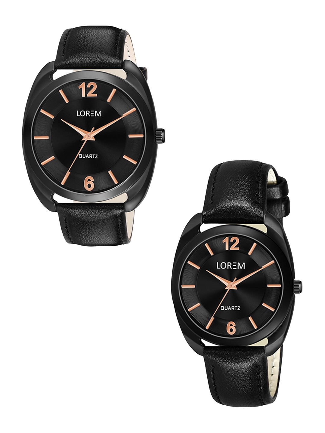 

LOREM Unisex Set Of 2 Dial & Black Straps Analogue Watch LR75-LR322-CM