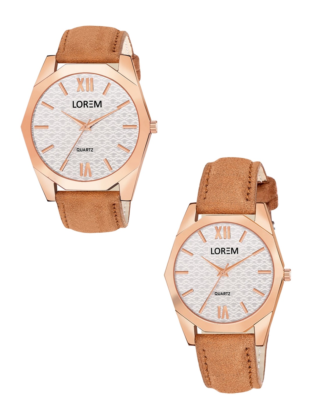 

LOREM Unisex Set Of 2 Printed Dial & Straps Analogue Watch LR84-LR331-CM, Silver